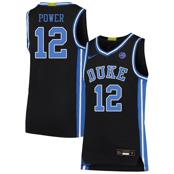 Men #12 TJ Power Duke Blue Devils College Basketball Jerseys Stitched Sale-Black